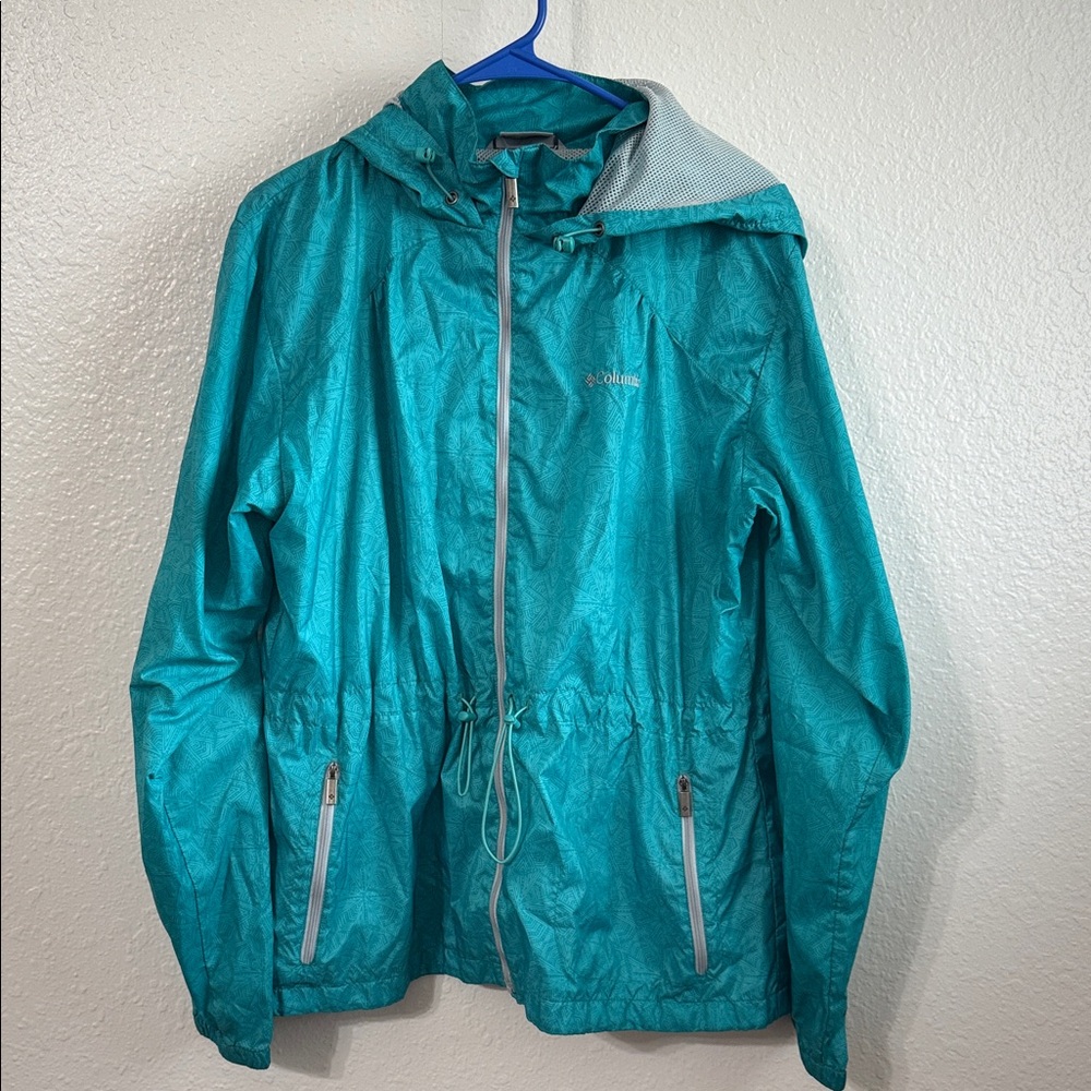 womens Columbia windbreaker jacket Size XL Aqua Blue